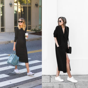 Como usar tênis no ambiente de trabalho de forma cool e elegante - vestido