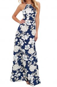 VESTIDO longo floral acinturado saia evase