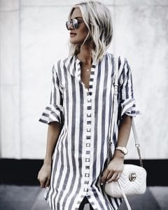 Vestido Blusão Listrado Chemise