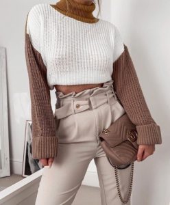 calça bege texturas