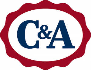 Logo da C&A, lojas de departamento